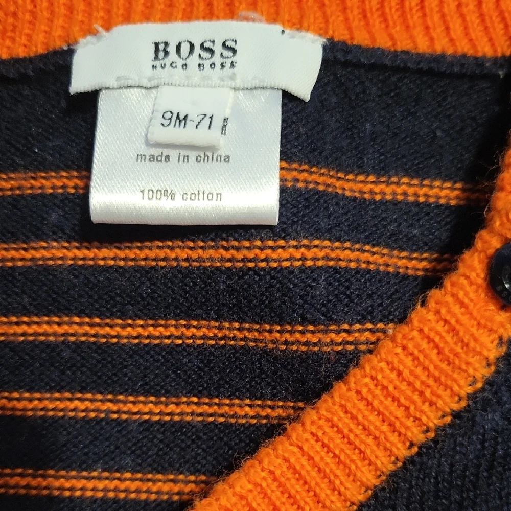 Boss Baby Sweater with Orange and Navy Stripes